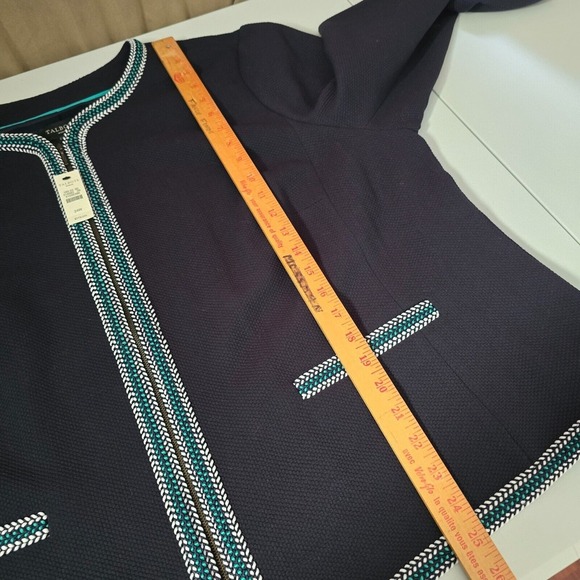 Talbots Jacket Womens 24W Navy Blue Braided Trim Zip Front Blazer Office Casual - Picture 12 of 14